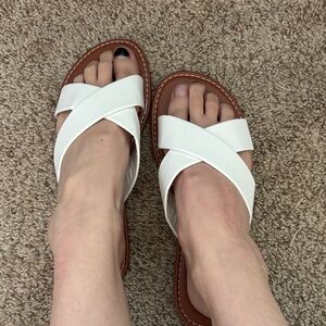 Elegant White Cross-Strap Sandals